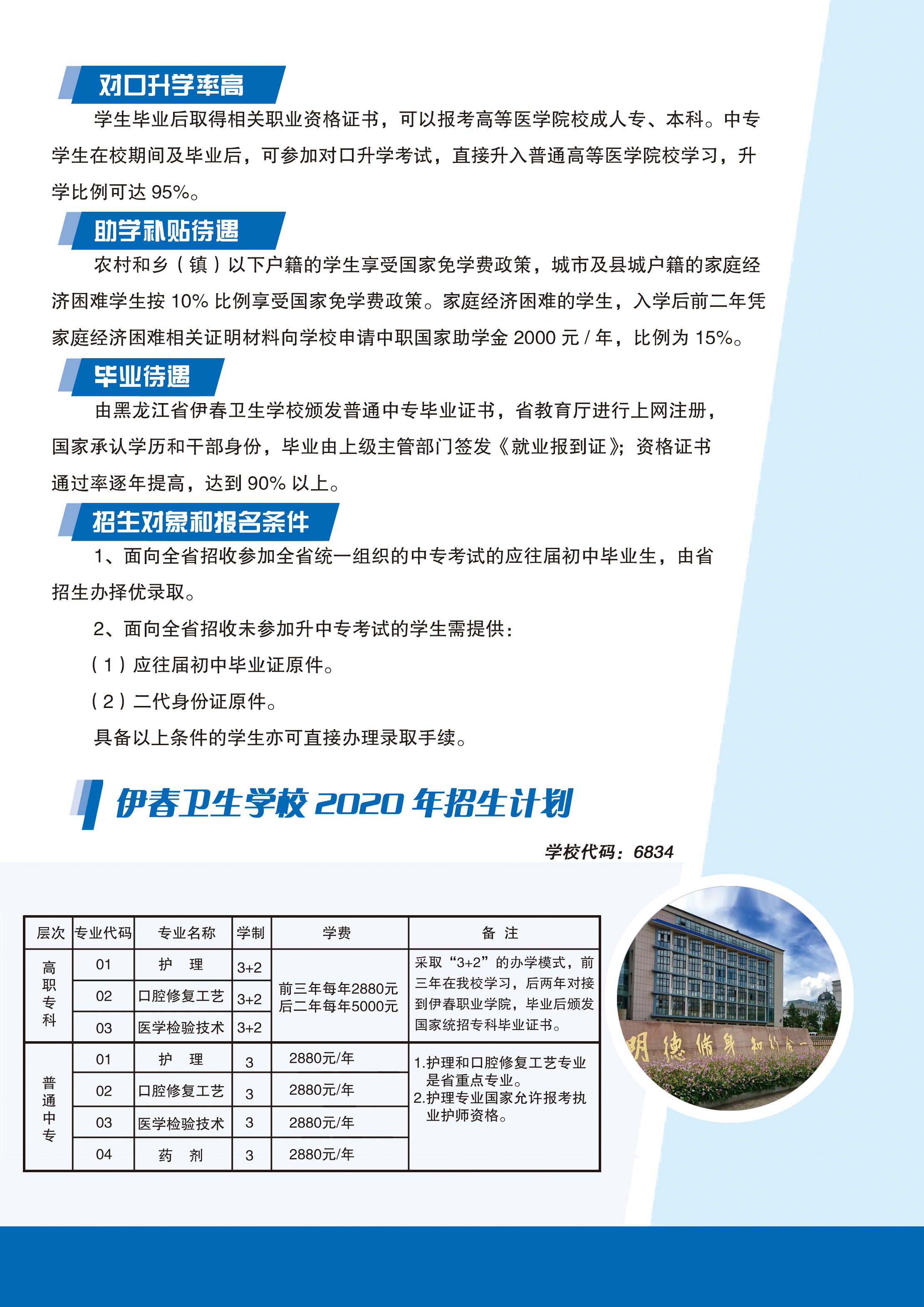 黑龍江省伊春衛(wèi)生學(xué)校2020年招生簡章